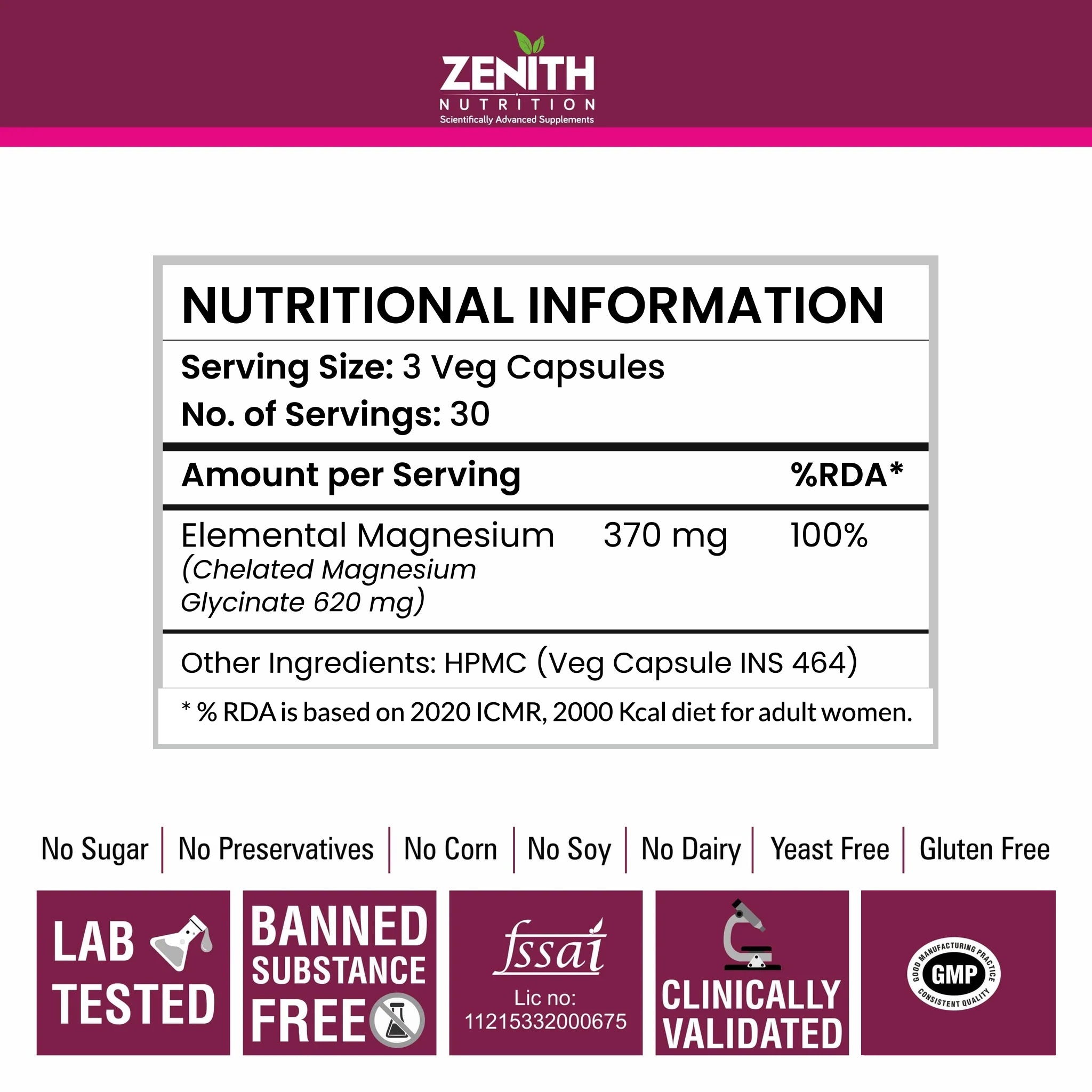 High Absorption Chelated Magnesium Glycinate 90 Vegetarian capsules High Absorption Chelated Magnesium Glycinate 90 Vegetarian capsules