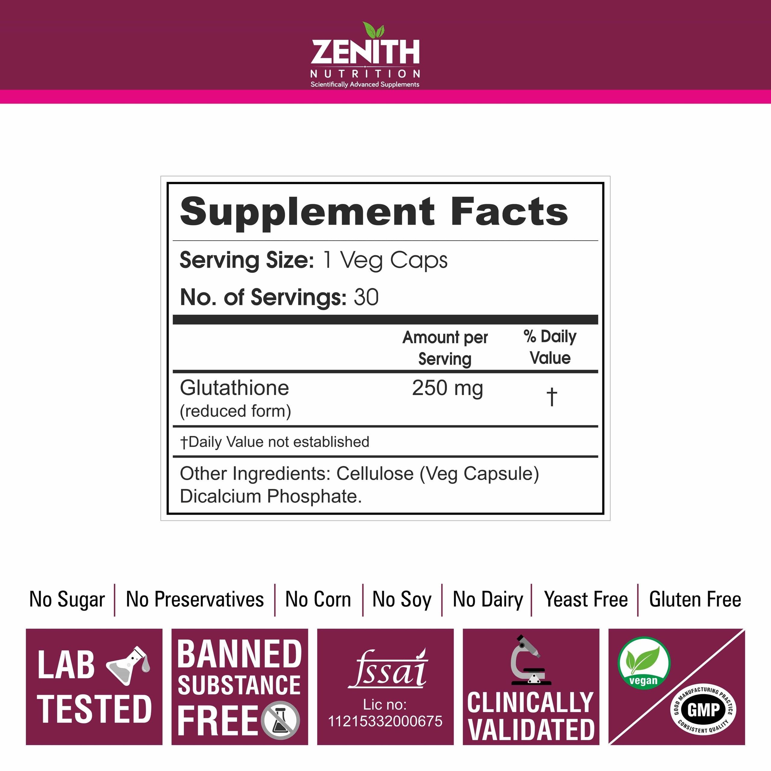 Glutathione 250mg - 30 Veg caps Best Glutathione Capsules Online in India Glutathione 250mg - 30 Veg caps Best Glutathione Capsules Online in India