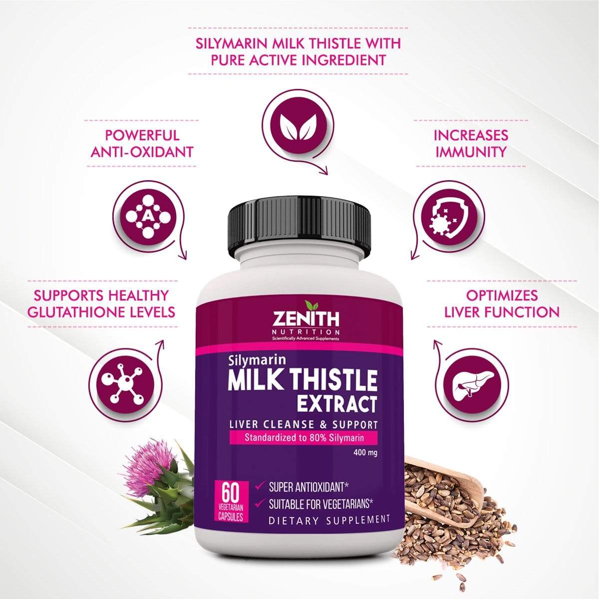 glutathione silymarin L-Ornithine Lecithin Phospholipid Choline Bitartrate Silymarin Pyridoxine  HCl Reduced Glutathione Tablets main image 1
